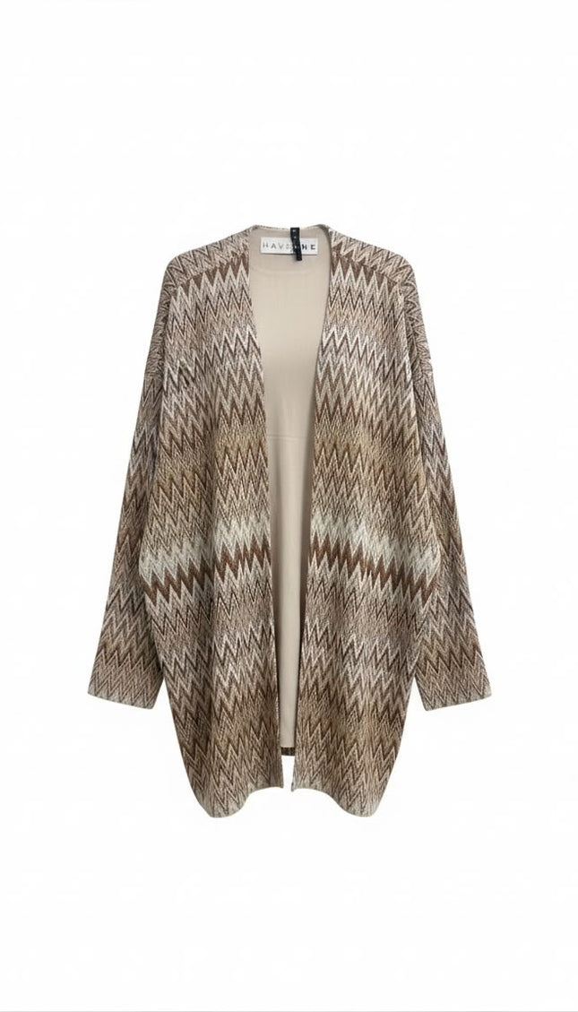Cardigan aperto con motivo zig zag Haveone