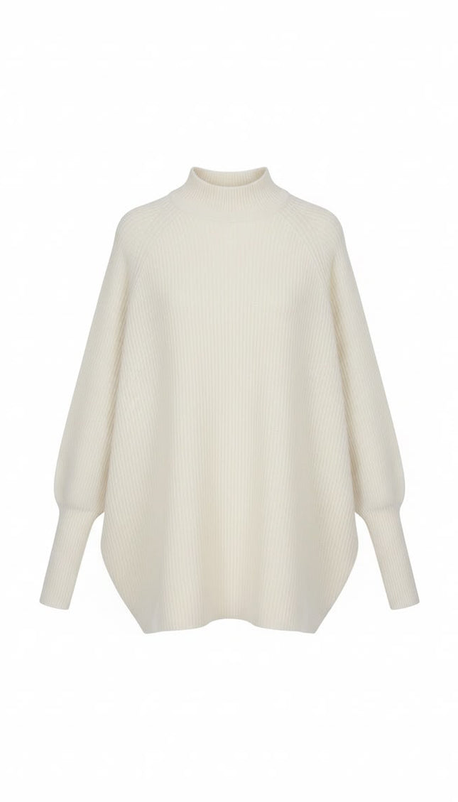 Maglia in lana color crema a collo alto Haveone