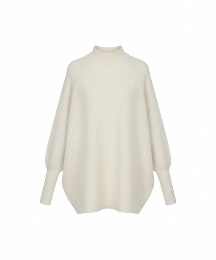 Maglia in lana color crema a collo alto Haveone