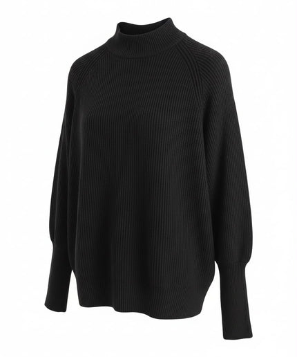 Maglia in lana nera a collo alto Haveone