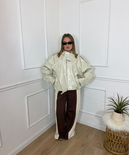 Giacca Kontatto Oversize Effetto Vernice Avorio
