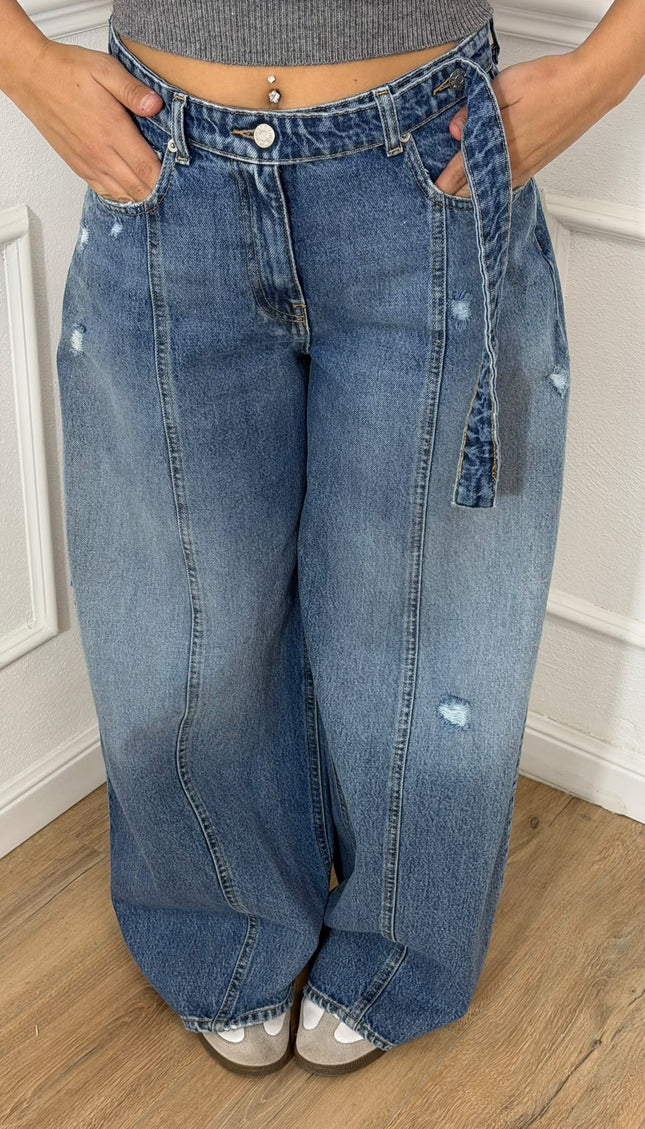 Jeans Haveone a gamba ampia con cintura in denim