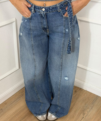 Jeans Haveone a gamba ampia con cintura in denim