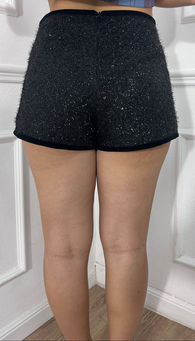 Pantaloncino nero a vita alta con effetto luminoso Odì Odì