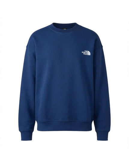 Felpa The North Face girocollo blu con logo bianco