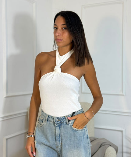 Top Halter con Nodo Haveone – Bianco