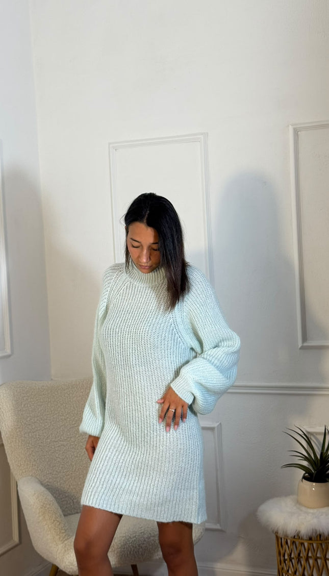 Abito Maglione Dolcevita – Azzurro Ghiaccio