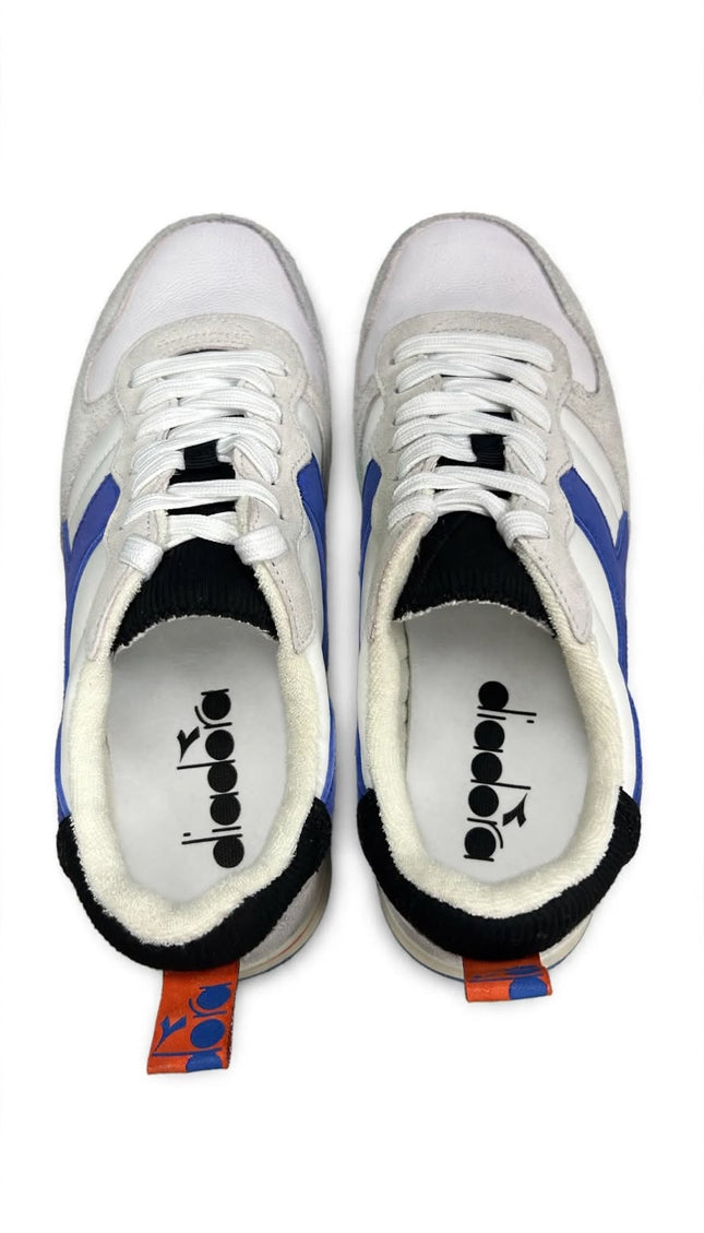 Sneaker Diadora Bianca e Blu con Dettaglio Arancione