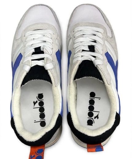 Sneaker Diadora Bianca e Blu con Dettaglio Arancione