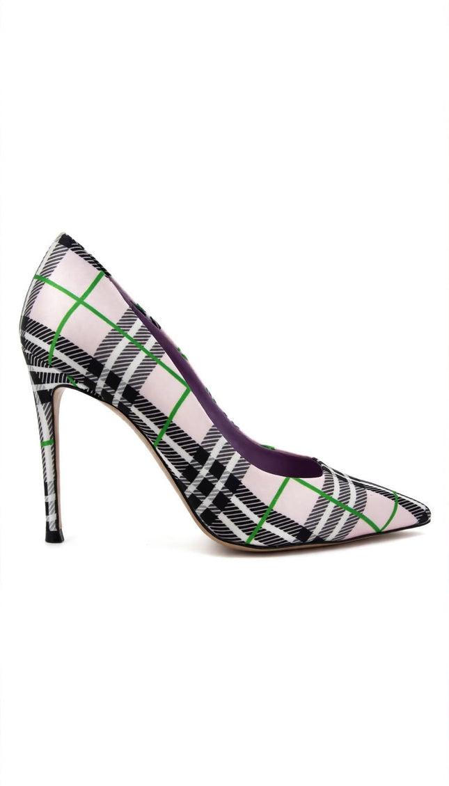 Décolleté Marc Ellis Tartan Rosa con Tacco a Stiletto