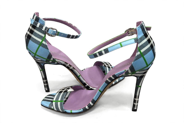 Sandalo Marc Ellis Tartan Azzurro con Tacco a Stiletto