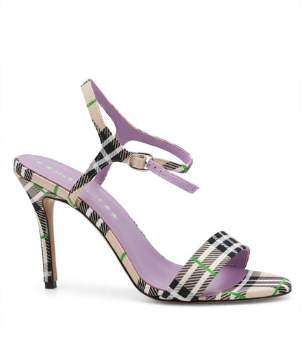 Sandalo Marc Ellis Tartan Beige con Tacco a Stiletto