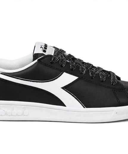 Sneaker Diadora Nera e Bianca con Dettaglio Argento