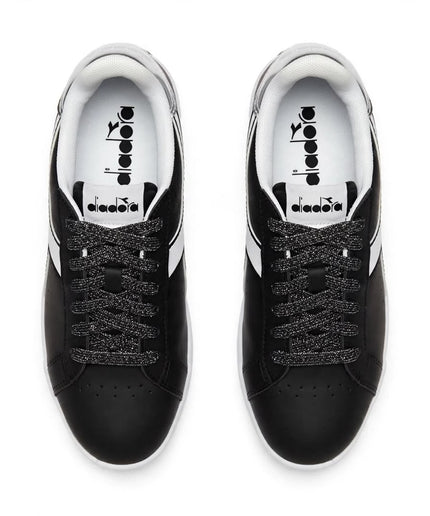 Sneaker Diadora Nera e Bianca con Dettaglio Argento