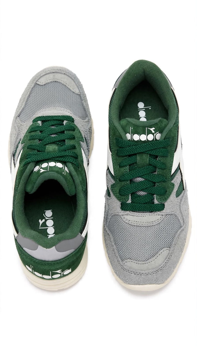 Sneaker Diadora Grigia e Verde con Dettaglio Argento