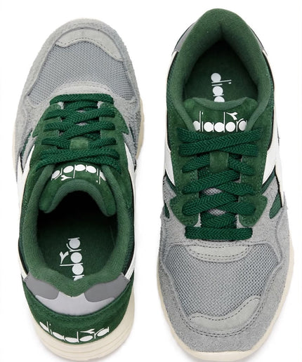 Sneaker Diadora Grigia e Verde con Dettaglio Argento