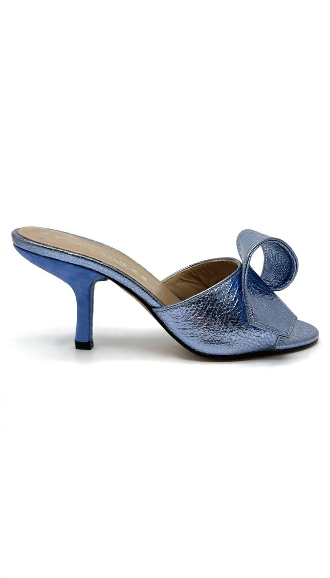 Mules Marc Ellis con Maxi Fiocco Blu Metallizzato