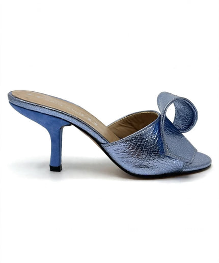 Mules Marc Ellis con Maxi Fiocco Blu Metallizzato