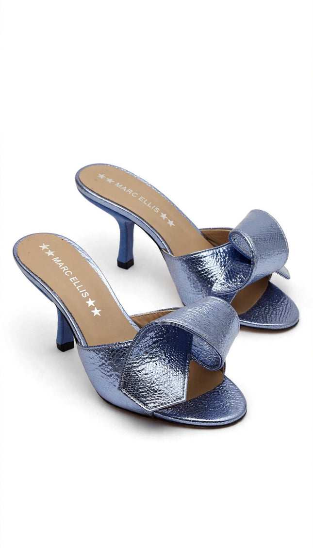 Mules Marc Ellis con Maxi Fiocco Blu Metallizzato