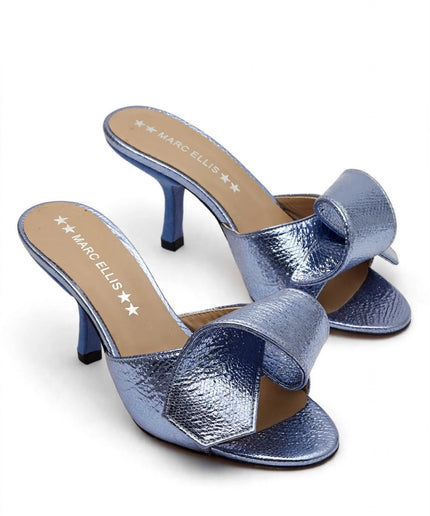 Mules Marc Ellis con Maxi Fiocco Blu Metallizzato