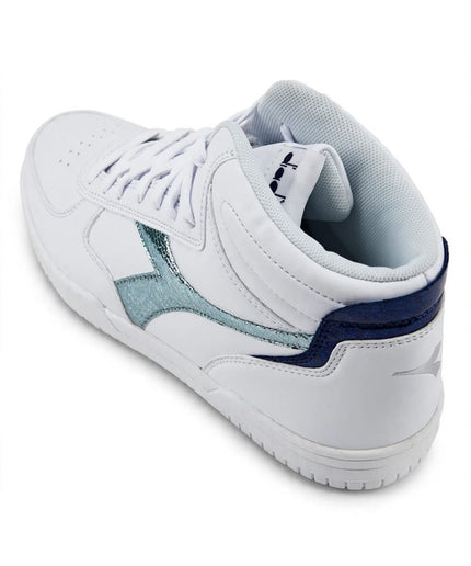 Sneakers alte Diadora bianche con dettagli azzurri