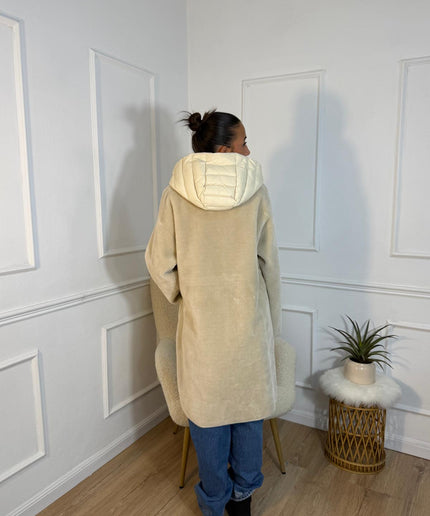 Cappotto Vicolo Teddy Panna con Cappuccio