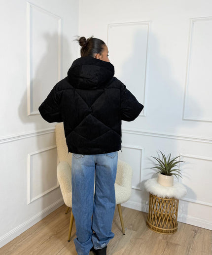 Giubbotto Vicolo Oversize Nero con Cappuccio