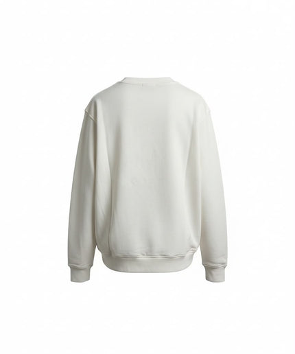 Nike Felpa Girocollo Bianco Panna con Logo Ricamato