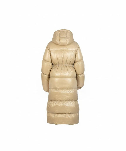 Vicolo Piumino Lungo Beige con Cappuccio e Coulisse in Vita