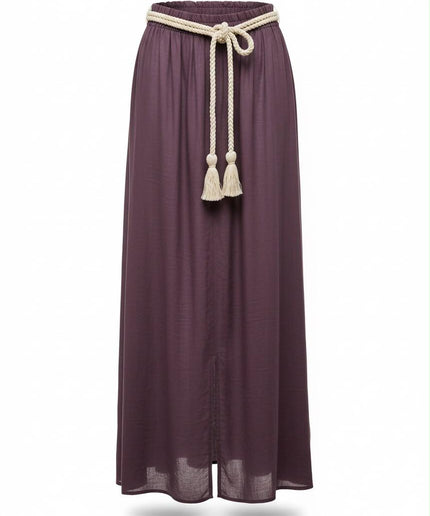 Gonna lunga bordeaux Haveone con cintura intrecciata