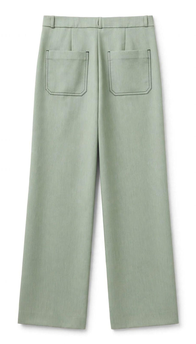 Pantalone verde salvia chiaro Haveone a gamba ampia