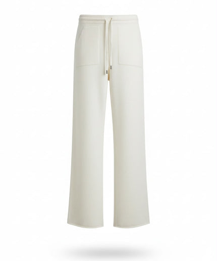 Haveone Co-ord Set Crema con Maglione Scollo V e Pantaloni con Coulisse