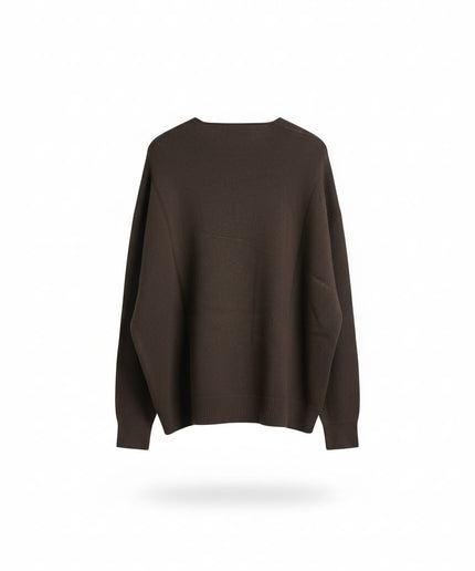 Haveone Cordset Marrone con Maglione Scollo V e Pantaloni con Coulisse