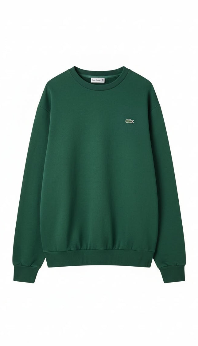 Felpa Lacoste girocollo verde con logo ricamato
