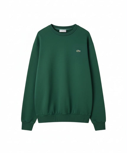 Felpa Lacoste girocollo verde con logo ricamato