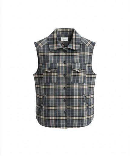 Gilet a quadri con colletto e tasche Vicolo