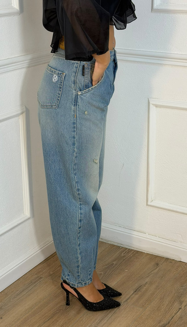 Jeans Haveone Chiaro Balloon a Vita Alta