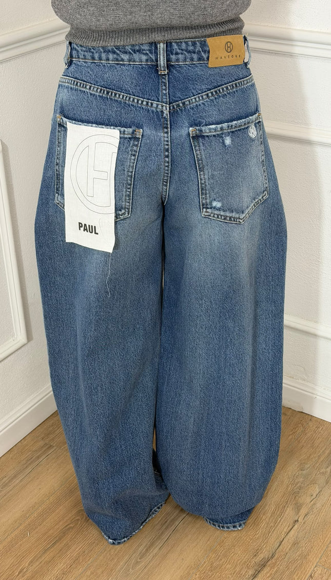 Jeans Haveone a gamba ampia con cintura in denim