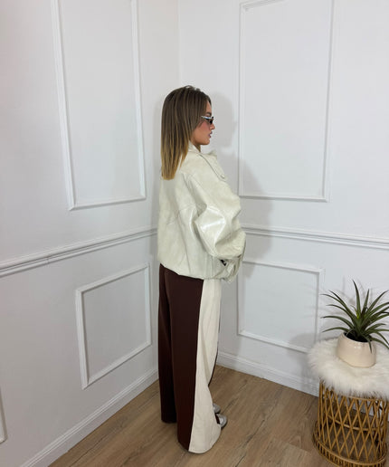 Giacca Kontatto Oversize Effetto Vernice Avorio