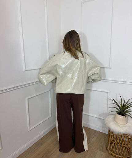 Giacca Kontatto Oversize Effetto Vernice Avorio