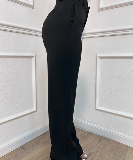 Pantaloni neri a palazzo a vita alta Tensione In