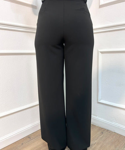 Pantaloni neri a palazzo a vita alta Tensione In